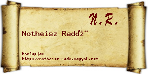 Notheisz Radó névjegykártya